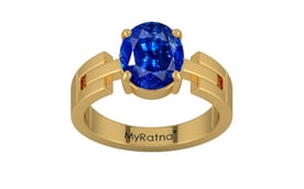 Gold Ceylon Blue Sapphire Ring Rare Quality (R8)
