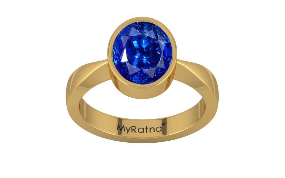 Gold Ceylon Blue Sapphire Ring Rare Quality (R9)