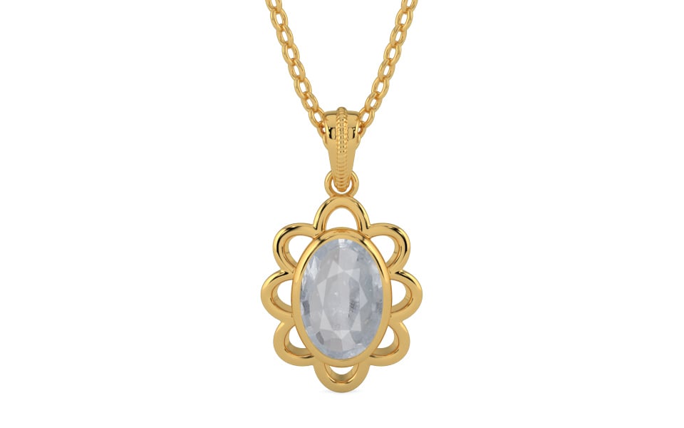 Gold Ceylon White Sapphire Pendant Fine Quality (P3)