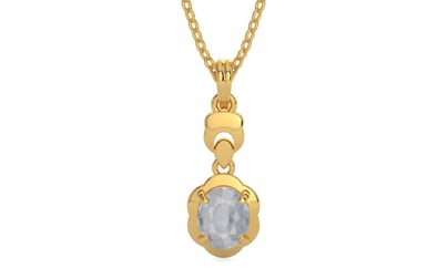 Gold Ceylon White Sapphire Pendant Fine Quality (P6)