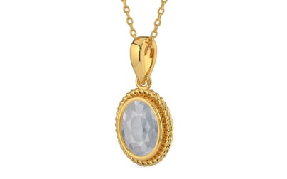 Gold Ceylon White Sapphire Pendant Fine Quality (P7)
