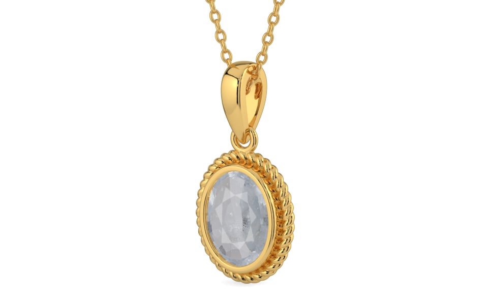 Gold Ceylon White Sapphire Pendant Fine Quality (P7)
