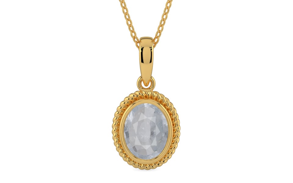 Gold Ceylon White Sapphire Pendant Fine Quality (P7)