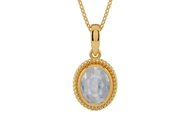 Gold Ceylon White Sapphire Pendant Fine Quality (P7)
