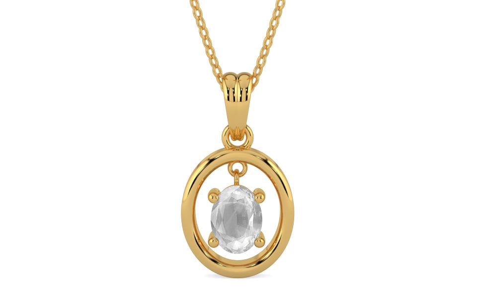 Gold Ceylon White Sapphire Pendant Limited Quality (P2)