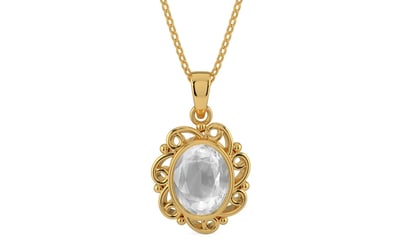 Gold Ceylon White Sapphire Pendant Limited Quality (P5)