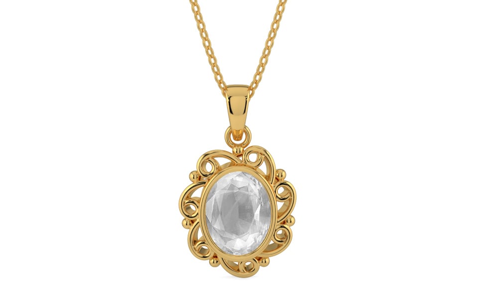 Gold Ceylon White Sapphire Pendant Limited Quality (P5)