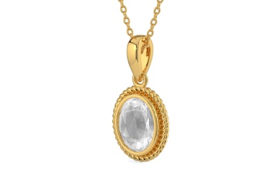 Gold Ceylon White Sapphire Pendant Limited Quality (P7)