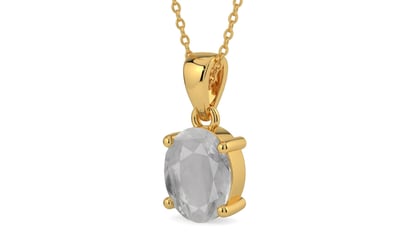 Gold Ceylon White Sapphire Pendant Prime Quality (P10)