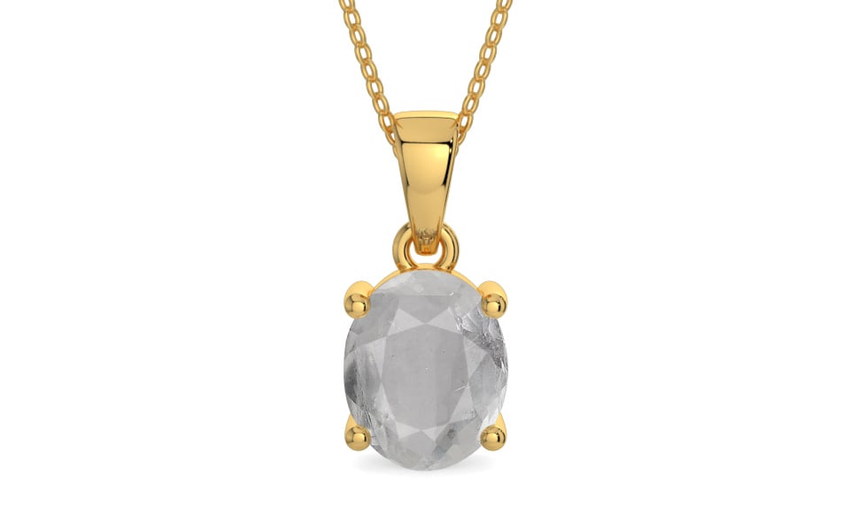 Gold Ceylon White Sapphire Pendant Prime Quality (P10)