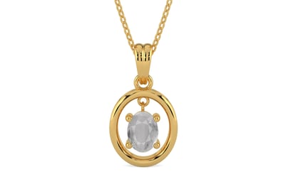 Gold Ceylon White Sapphire Pendant Prime Quality (P2)