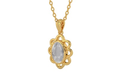 Gold Ceylon White Sapphire Pendant Prime Quality (P3)