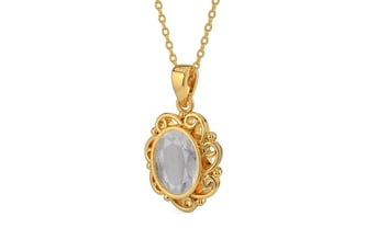 Gold Ceylon White Sapphire Pendant Prime Quality (P5)