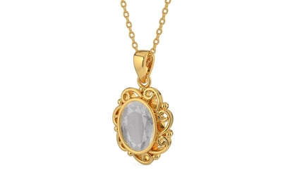 Gold Ceylon White Sapphire Pendant Prime Quality (P5)