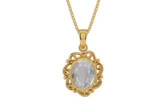 Gold Ceylon White Sapphire Pendant Prime Quality (P5)