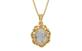 Gold Ceylon White Sapphire Pendant Prime Quality (P5)