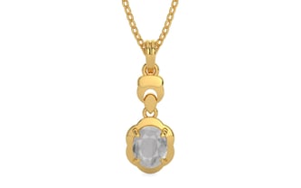 Gold Ceylon White Sapphire Pendant Prime Quality (P6)