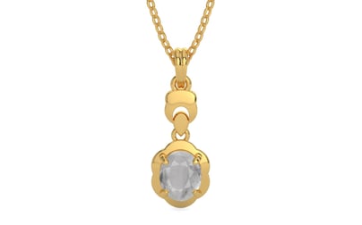 Gold Ceylon White Sapphire Pendant Prime Quality (P6)