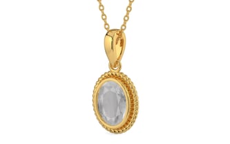 Gold Ceylon White Sapphire Pendant Prime Quality (P7)
