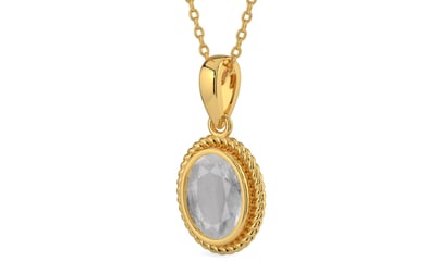 Gold Ceylon White Sapphire Pendant Prime Quality (P7)
