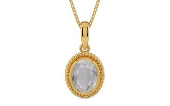 Gold Ceylon White Sapphire Pendant Prime Quality (P7)