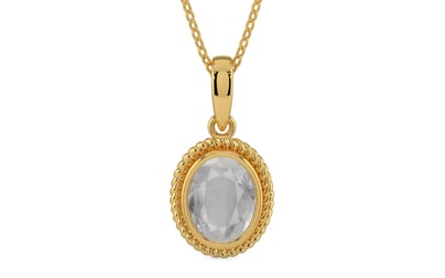 Gold Ceylon White Sapphire Pendant Prime Quality (P7)