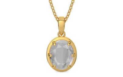 Gold Ceylon White Sapphire Pendant Prime Quality (P8)