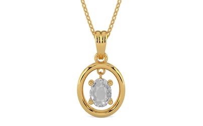 Gold Ceylon White Sapphire Pendant Rare Quality (P2)