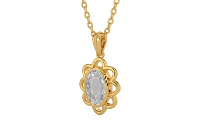 Gold Ceylon White Sapphire Pendant Rare Quality (P3)
