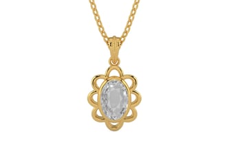 Gold Ceylon White Sapphire Pendant Rare Quality (P3)