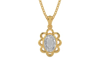 Gold Ceylon White Sapphire Pendant Rare Quality (P3)