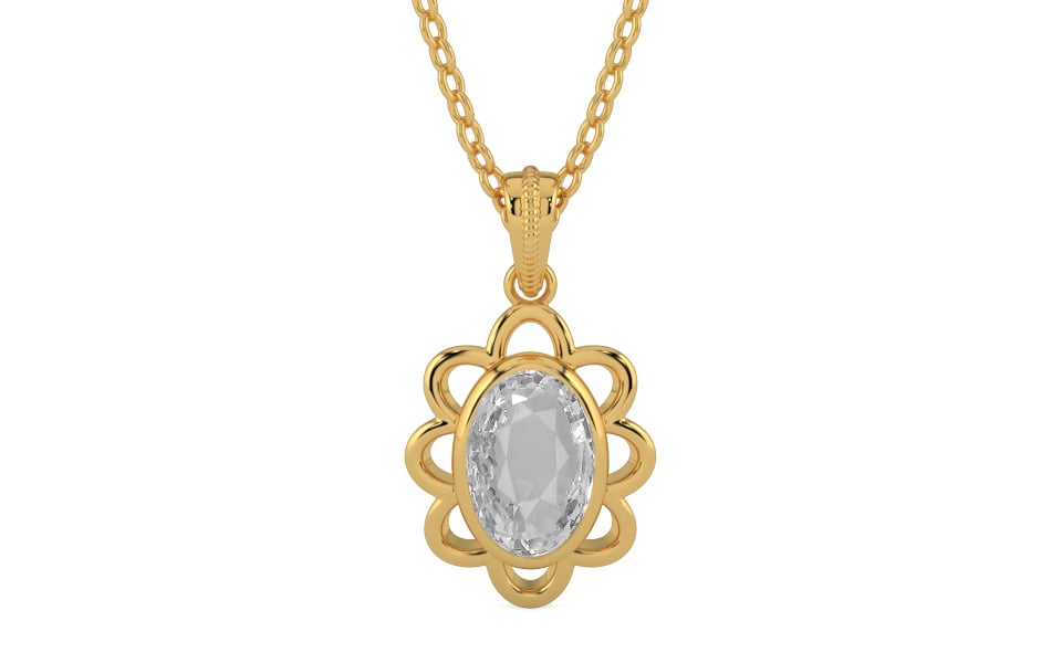 Gold Ceylon White Sapphire Pendant Rare Quality (P3)