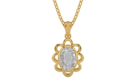 Gold Ceylon White Sapphire Pendant Rare Quality (P3)