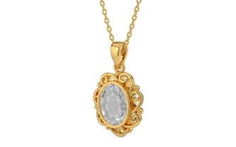 Gold Ceylon White Sapphire Pendant Rare Quality (P5)