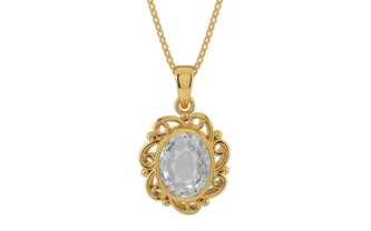 Gold Ceylon White Sapphire Pendant Rare Quality (P5)