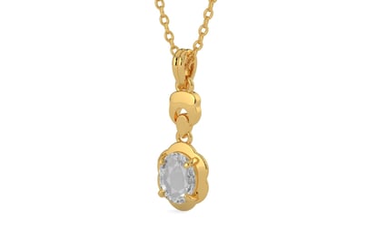 Gold Ceylon White Sapphire Pendant Rare Quality (P6)