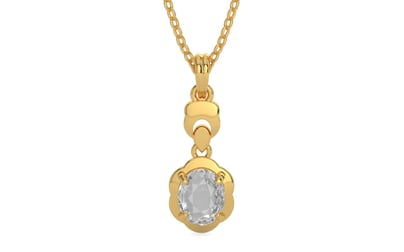 Gold Ceylon White Sapphire Pendant Rare Quality (P6)