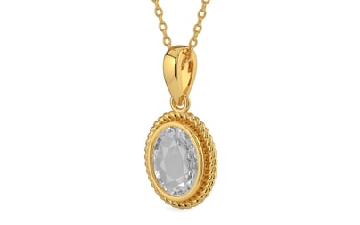 Gold Ceylon White Sapphire Pendant Rare Quality (P7)