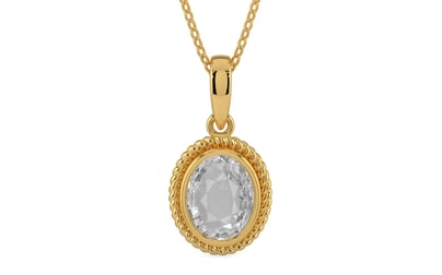 Gold Ceylon White Sapphire Pendant Rare Quality (P7)