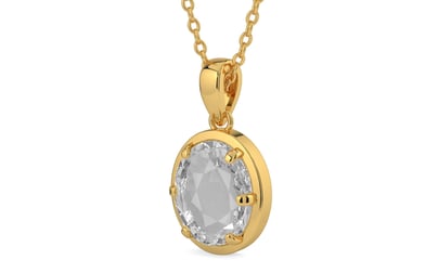 Gold Ceylon White Sapphire Pendant Rare Quality (P8)