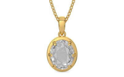 Gold Ceylon White Sapphire Pendant Rare Quality (P8)