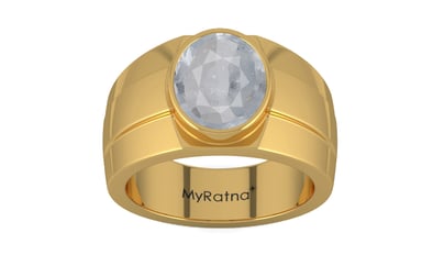 Gold Ceylon White Sapphire Ring Fine Quality (R1)