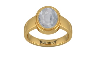 Gold Ceylon White Sapphire Ring Fine Quality (R3)