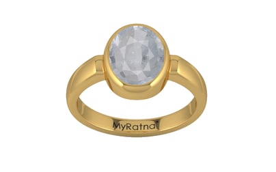 Gold Ceylon White Sapphire Ring Fine Quality (R6)