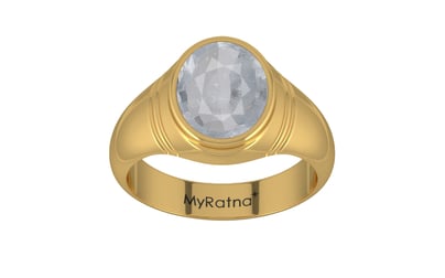 Gold Ceylon White Sapphire Ring Fine Quality (R7)