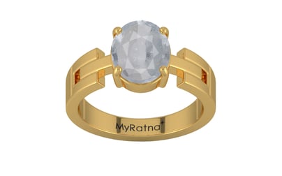 Gold Ceylon White Sapphire Ring Fine Quality (R8)
