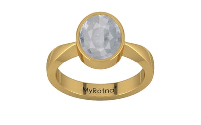 Gold Ceylon White Sapphire Ring Fine Quality (R9)