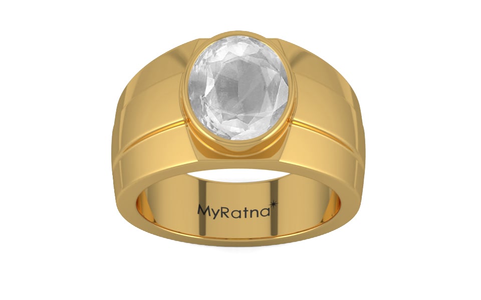 Gold Ceylon White Sapphire Ring Limited Quality (R1)