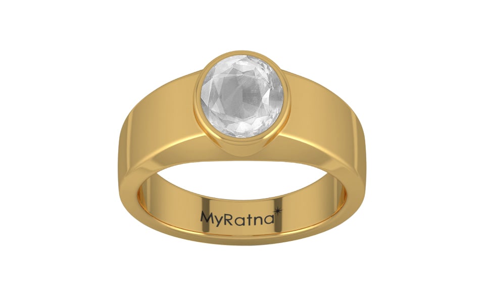 Gold Ceylon White Sapphire Ring Limited Quality (R10)