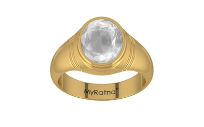Gold Ceylon White Sapphire Ring Limited Quality (R7)